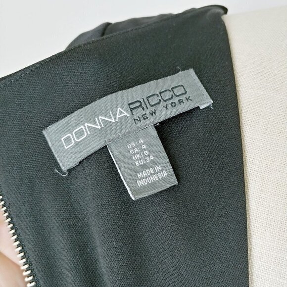Donna Ricco Sheath Dress Womens 4 Black 3/4 Sleeve Keyhole Neck Exposed Zipper - Picture 5 of 9